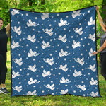 Blue And White Angel Pattern Print Quilt