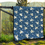 Blue And White Angel Pattern Print Quilt