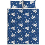 Blue And White Angel Pattern Print Quilt Bed Set
