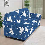 Blue And White Angel Pattern Print Sofa Cover