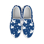 Blue And White Angel Pattern Print White Slip On Shoes