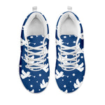 Blue And White Angel Pattern Print White Sneakers