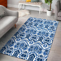 Blue And White Aztec Pattern Print Floor Mat