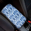 Blue And White Aztec Pattern Print Car Center Console Cover