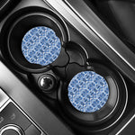 Blue And White Aztec Pattern Print Car Coasters