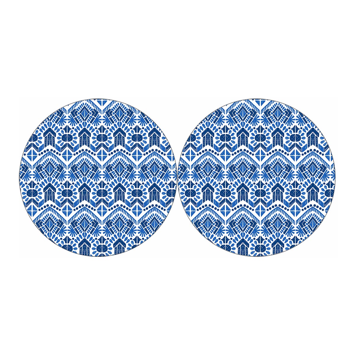 Blue And White Aztec Pattern Print Car Coasters
