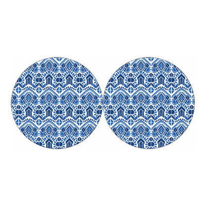 Blue And White Aztec Pattern Print Car Coasters
