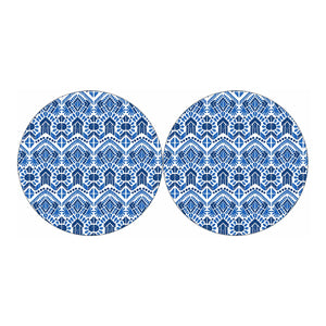 Blue And White Aztec Pattern Print Car Coasters