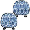 Blue And White Aztec Pattern Print Car Headrest Covers