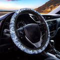 Blue And White Aztec Pattern Print Car Steering Wheel Cover