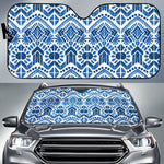 Blue And White Aztec Pattern Print Car Sun Shade GearFrost