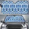 Blue And White Aztec Pattern Print Car Sun Shade GearFrost