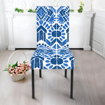 Blue And White Aztec Pattern Print Dining Chair Slipcover