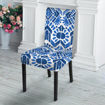 Blue And White Aztec Pattern Print Dining Chair Slipcover