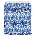 Blue And White Aztec Pattern Print Duvet Cover Bedding Set