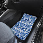 Blue And White Aztec Pattern Print Front and Back Car Floor Mats