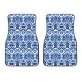 Blue And White Aztec Pattern Print Front Car Floor Mats