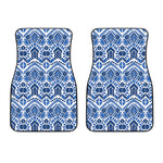 Blue And White Aztec Pattern Print Front Car Floor Mats