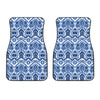 Blue And White Aztec Pattern Print Front Car Floor Mats