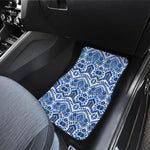 Blue And White Aztec Pattern Print Front Car Floor Mats