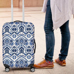 Blue And White Aztec Pattern Print Luggage Cover GearFrost