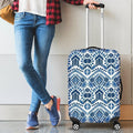 Blue And White Aztec Pattern Print Luggage Cover