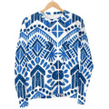 Blue And White Aztec Pattern Print Men's Crewneck Sweatshirt