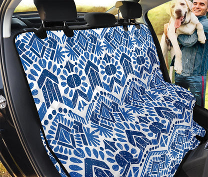 Blue And White Aztec Pattern Print Pet Car Back Seat Cover