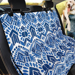Blue And White Aztec Pattern Print Pet Car Back Seat Cover