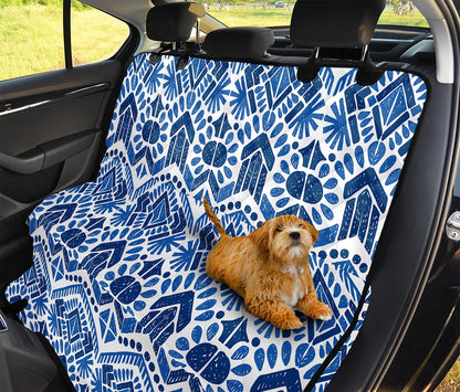 Blue And White Aztec Pattern Print Pet Car Back Seat Cover