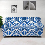 Blue And White Aztec Pattern Print Sofa Cover