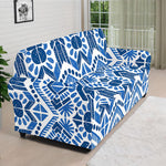 Blue And White Aztec Pattern Print Sofa Cover