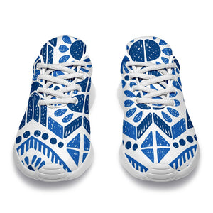 Blue And White Aztec Pattern Print Sport Shoes GearFrost