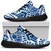 Blue And White Aztec Pattern Print Sport Shoes GearFrost