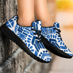 Blue And White Aztec Pattern Print Sport Shoes GearFrost