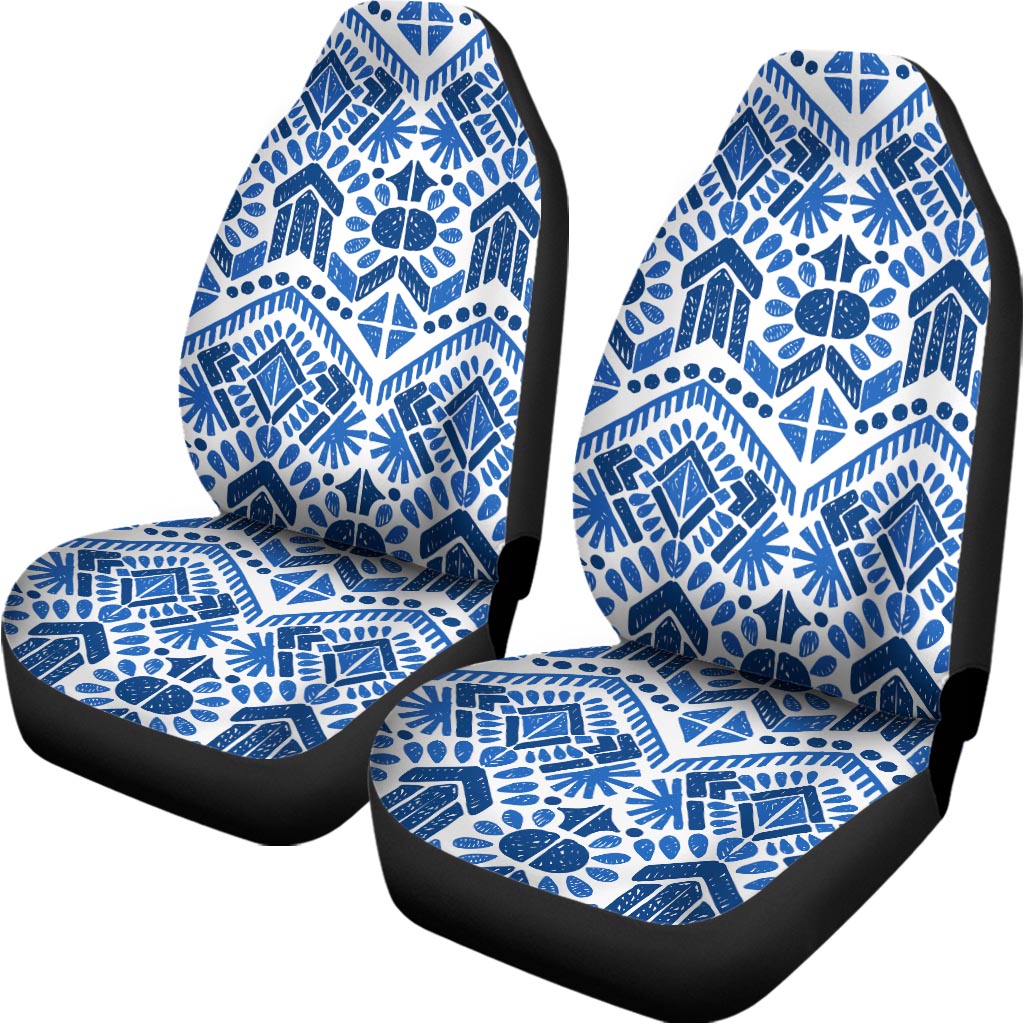 Blue And White Aztec Pattern Print Universal Fit Car Seat Covers