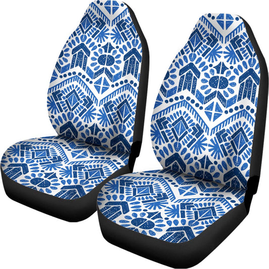 Blue And White Aztec Pattern Print Universal Fit Car Seat Covers