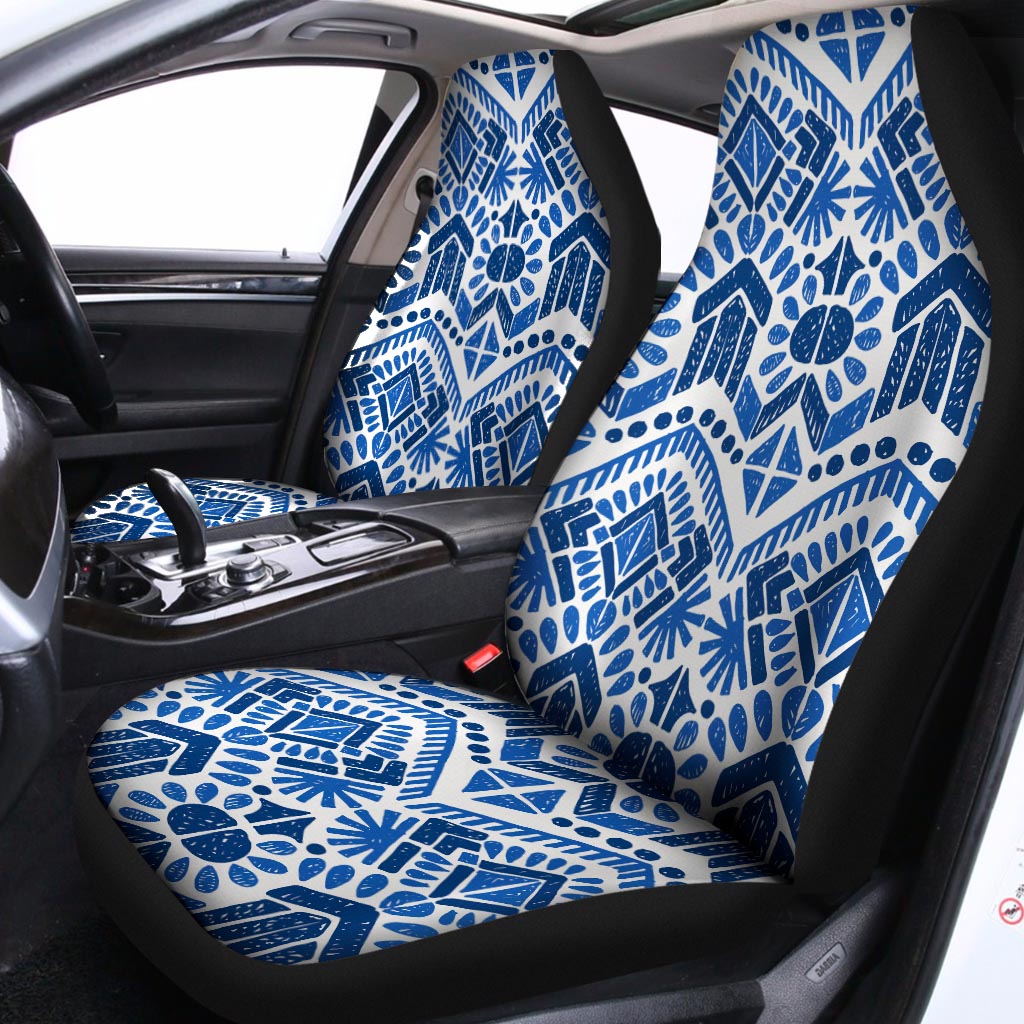 Blue And White Aztec Pattern Print Universal Fit Car Seat Covers