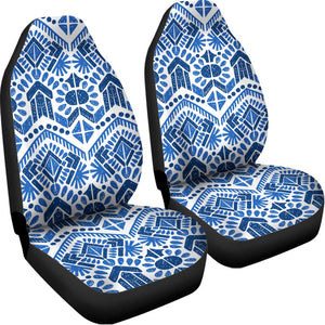 Blue And White Aztec Pattern Print Universal Fit Car Seat Covers