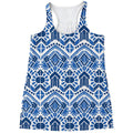 Blue And White Aztec Pattern Print Women's Racerback Tank Top