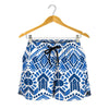 Blue And White Aztec Pattern Print Women's Shorts