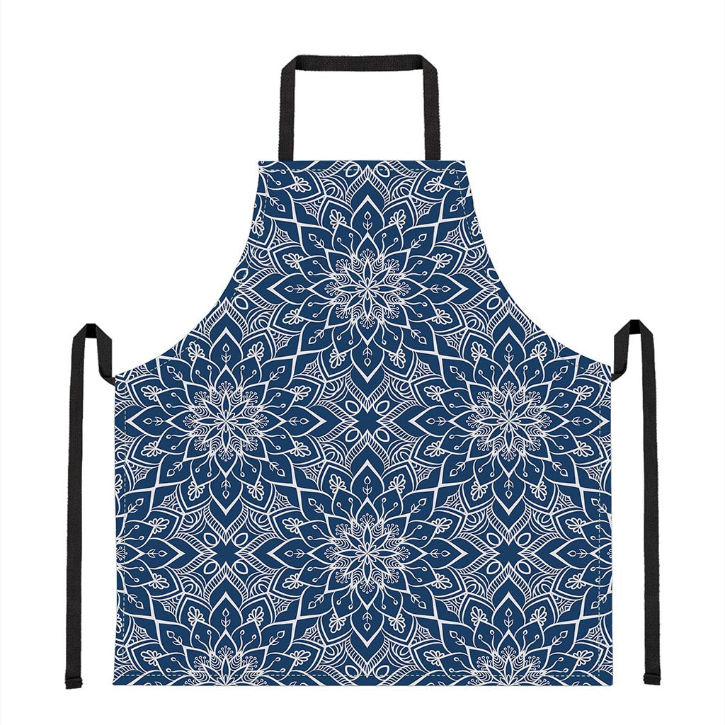 Blue And White Bohemian Mandala Print Apron