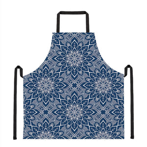 Blue And White Bohemian Mandala Print Apron