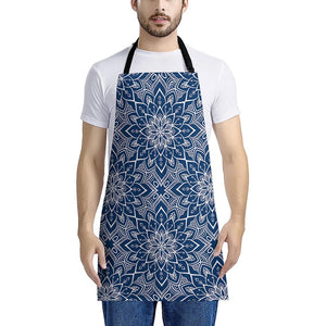 Blue And White Bohemian Mandala Print Apron