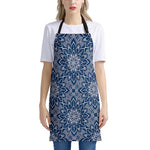 Blue And White Bohemian Mandala Print Apron