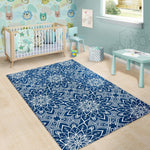 Blue And White Bohemian Mandala Print Area Rug GearFrost