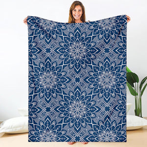 Blue And White Bohemian Mandala Print Blanket