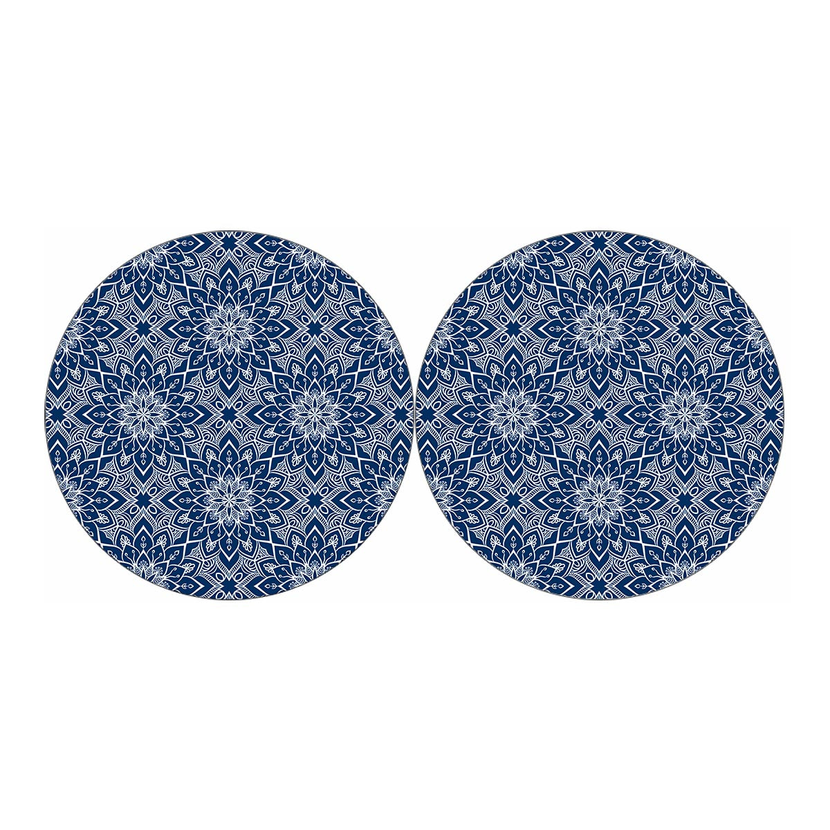 Blue And White Bohemian Mandala Print Car Coasters
