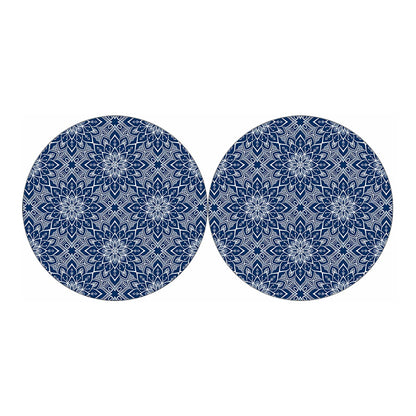 Blue And White Bohemian Mandala Print Car Coasters