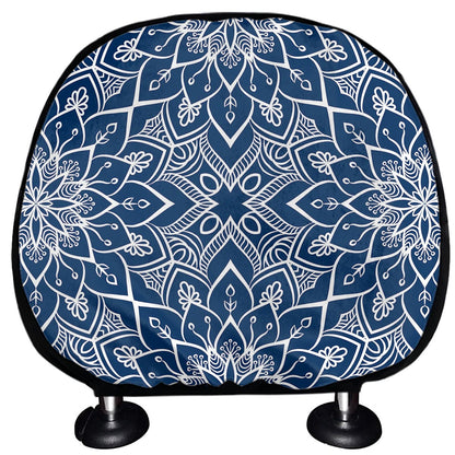 Blue And White Bohemian Mandala Print Car Headrest Covers